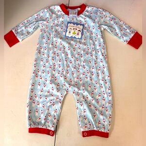 NWT Three Sisters 6 MO sleeper Onesie Blue One Piece Polar Bear Christmas